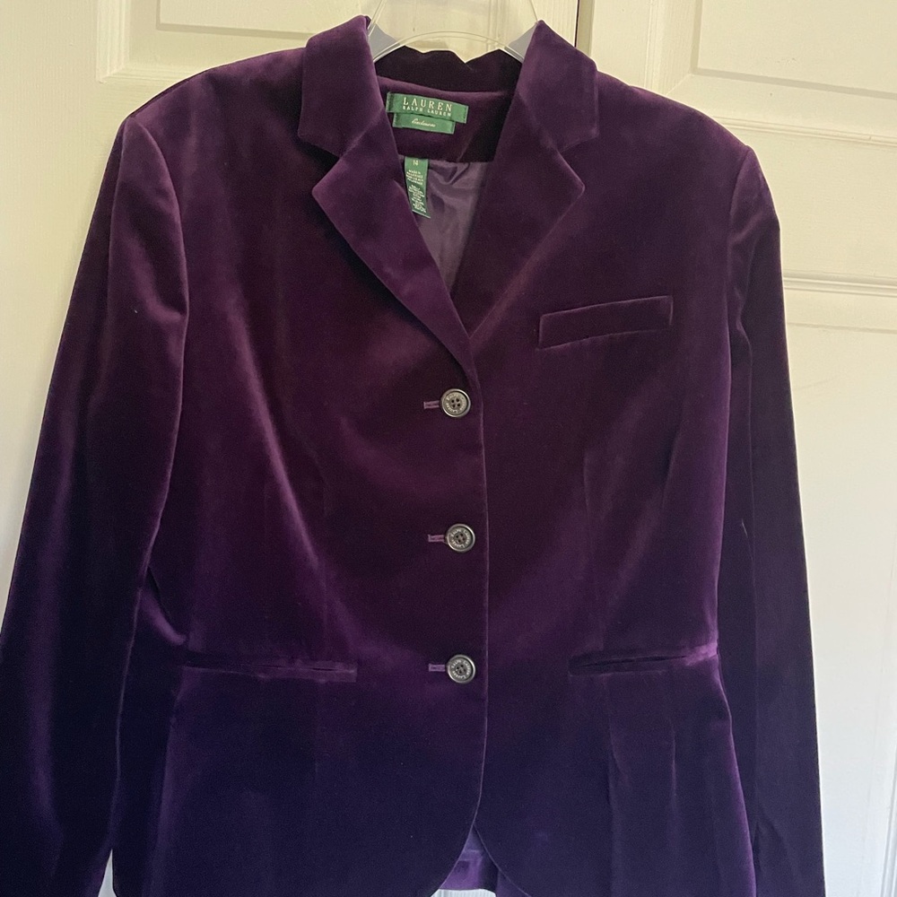Ralph Lauren Women's Deep Purple Velvet Blazer